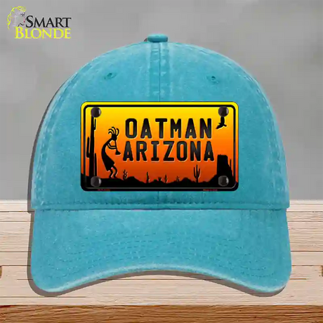 Oatman Kokopelli Arizona Scenic Background Novelty License Plate Hat Unconstructed Cotton / Lake Blue