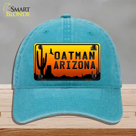 Oatman Flag Arizona Scenic Background Novelty License Plate Hat Unconstructed Cotton / Lake Blue