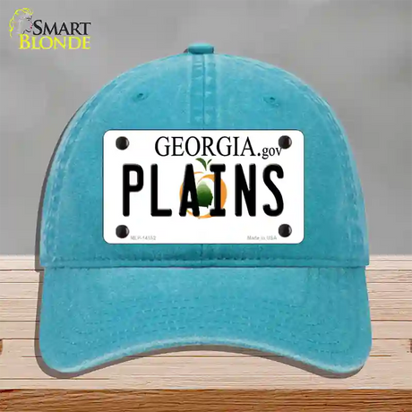 Plains Georgia Novelty License Plate Hat Unconstructed Cotton / Lake Blue