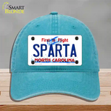 Sparta North Carolina Novelty License Plate Hat Unconstructed Cotton / Lake Blue