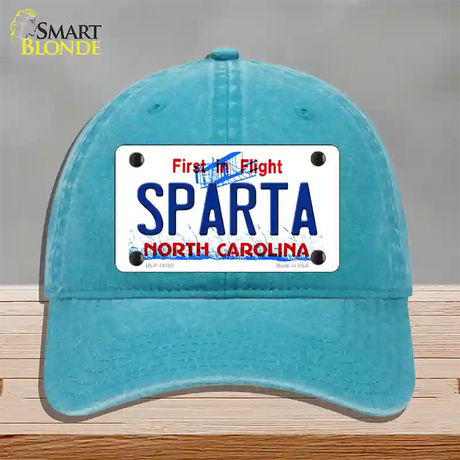 Sparta North Carolina Novelty License Plate Hat Unconstructed Cotton / Lake Blue