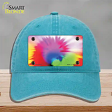 Pink Tie-Dye Novelty License Plate Hat Unconstructed Cotton / Lake Blue