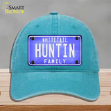 Huntin Family Novelty License Plate Hat Unconstructed Cotton / Lake Blue