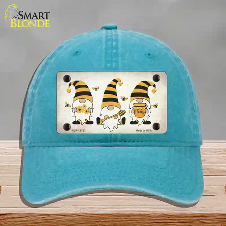 Gnomes Honeybees Novelty License Plate Hat Unconstructed Cotton / Lake Blue