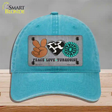 Peace Love Turquoise Novelty License Plate Hat Unconstructed Cotton / Lake Blue