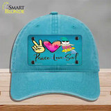 Peace Love Surf Novelty License Plate Hat Unconstructed Cotton / Lake Blue