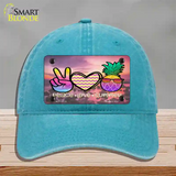 Peace Love Summer Pineapple BeachNovelty License Plate Hat Unconstructed Cotton / Lake Blue