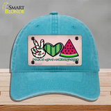 Peace Love Watermelon Novelty License Plate Hat Unconstructed Cotton / Lake Blue