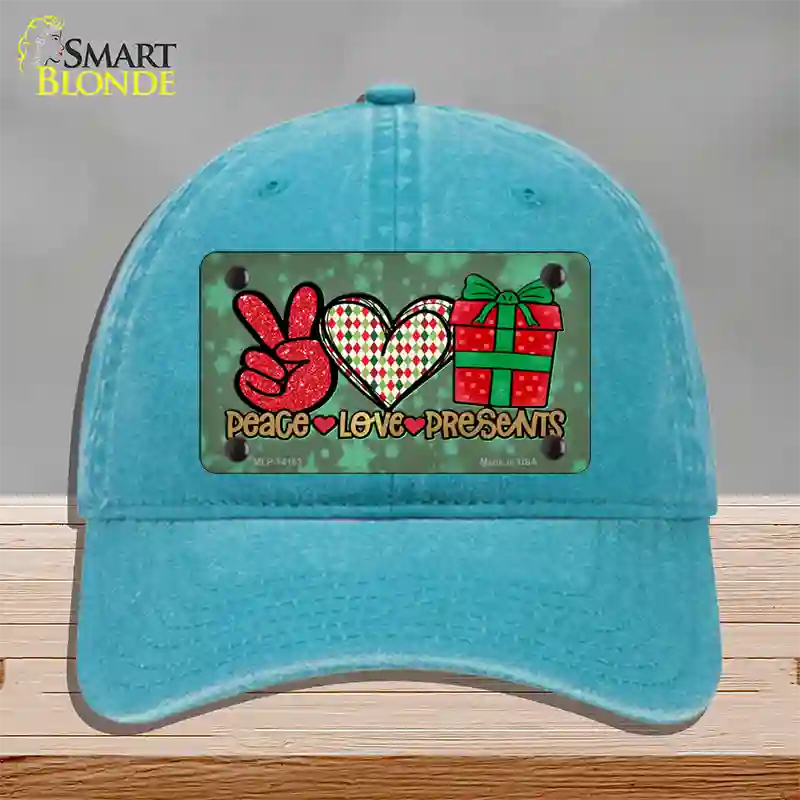 Peace Love Presents Novelty License Plate Hat Unconstructed Cotton / Lake Blue