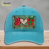 Peace Love Presents Novelty License Plate Hat Unconstructed Cotton / Lake Blue