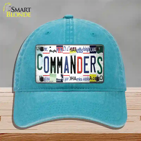 Commanders Strip Art Novelty License Plate Hat Unconstructed Cotton / Lake Blue