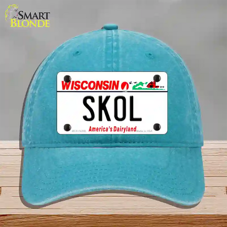 Skol Wisconsin Novelty License Plate Hat Unconstructed Cotton / Lake Blue