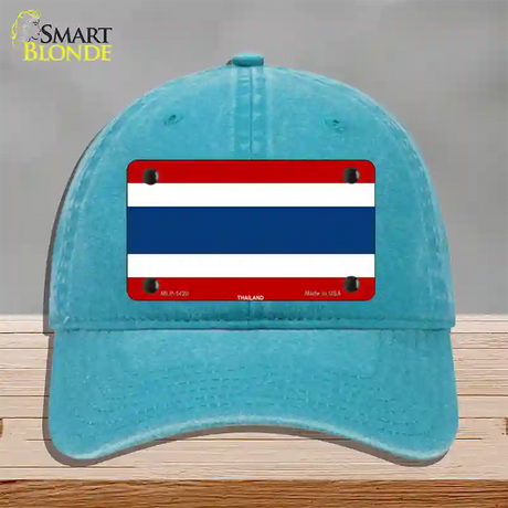 Thailand Flag Novelty License Plate Hat Unconstructed Cotton / Lake Blue