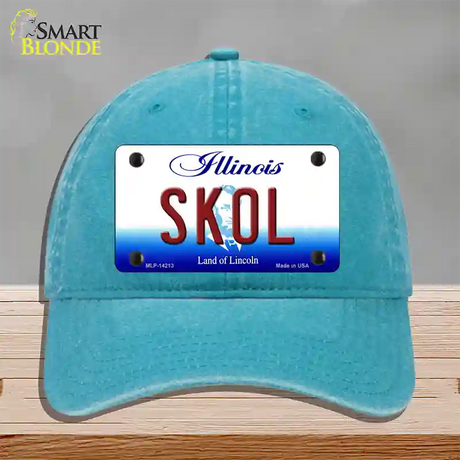 Skol Illinois Novelty License Plate Hat Unconstructed Cotton / Lake Blue