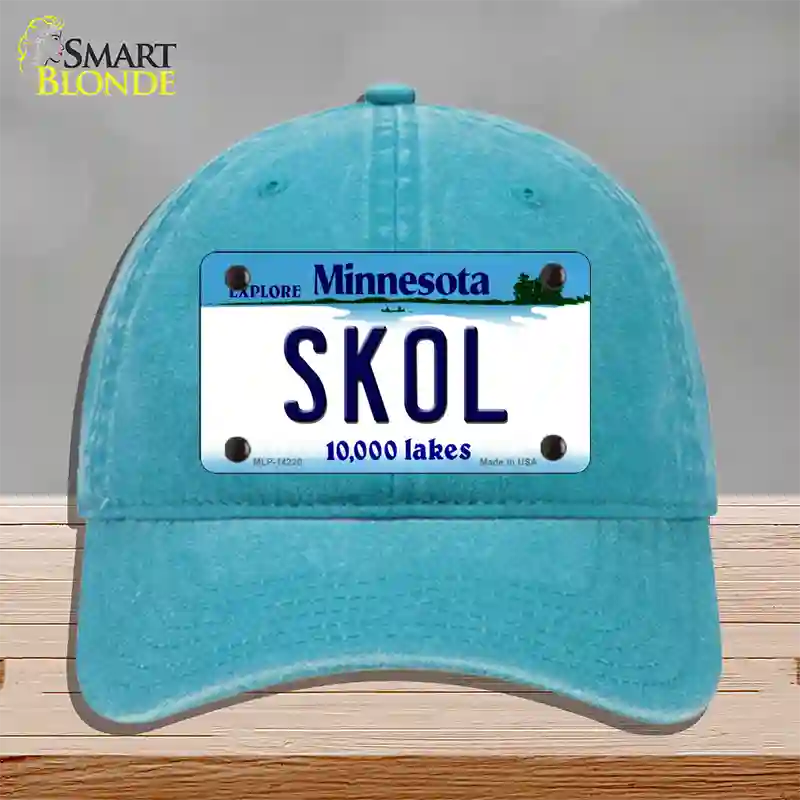 Skol Minnesota Novelty License Plate Hat Unconstructed Cotton / Lake Blue