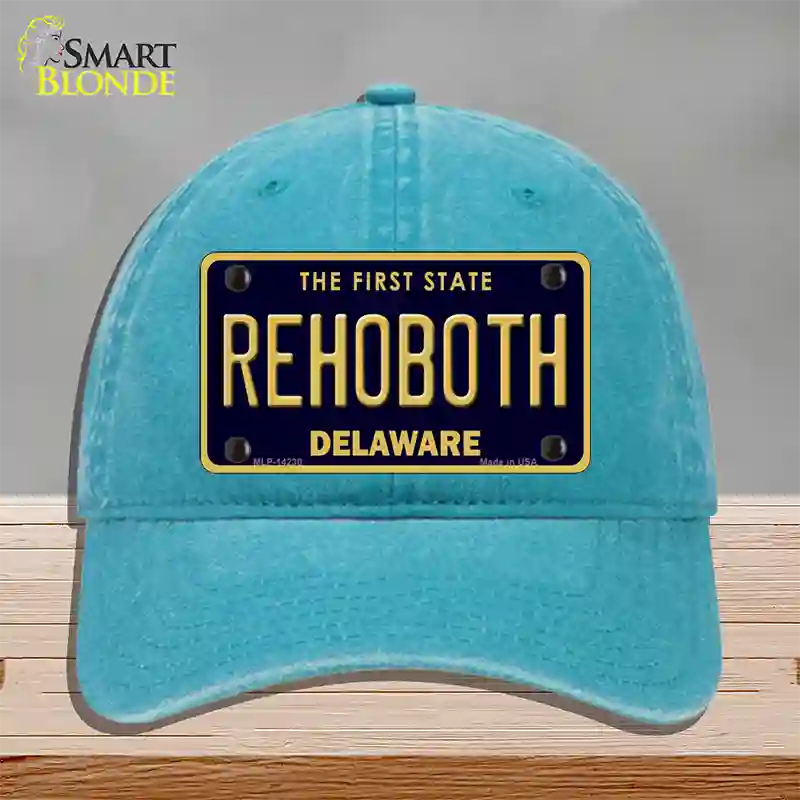 Rehoboth Delaware Novelty License Plate Hat Unconstructed Cotton / Lake Blue