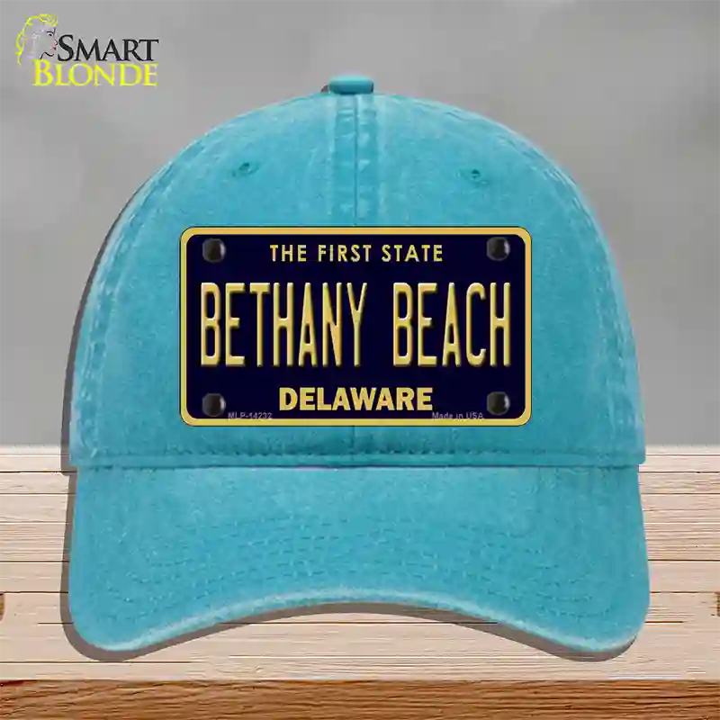 Bethany Beach Delaware Novelty License Plate Hat Unconstructed Cotton / Lake Blue