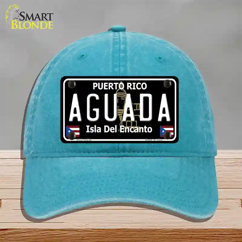 Aguada Puerto Rico Black Novelty License Plate Hat Unconstructed Cotton / Lake Blue