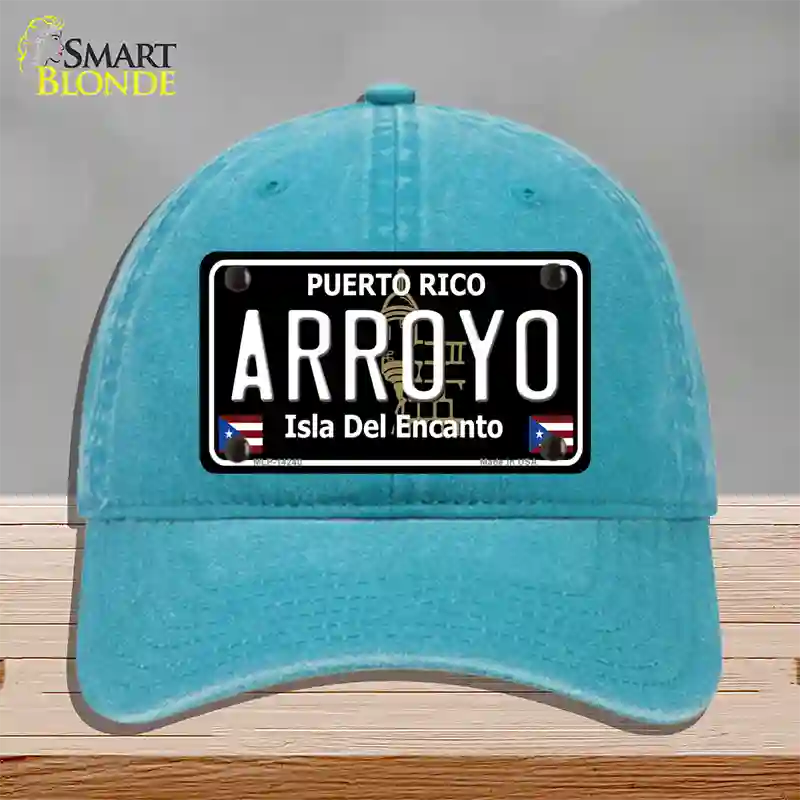 Arroyo Puerto Rico Black Novelty License Plate Hat Unconstructed Cotton / Lake Blue