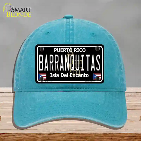 Barranquitas Puerto Rico Black Novelty License Plate Hat Unconstructed Cotton / Lake Blue