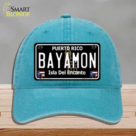 Bayamon Puerto Rico Black Novelty License Plate Hat Unconstructed Cotton / Lake Blue