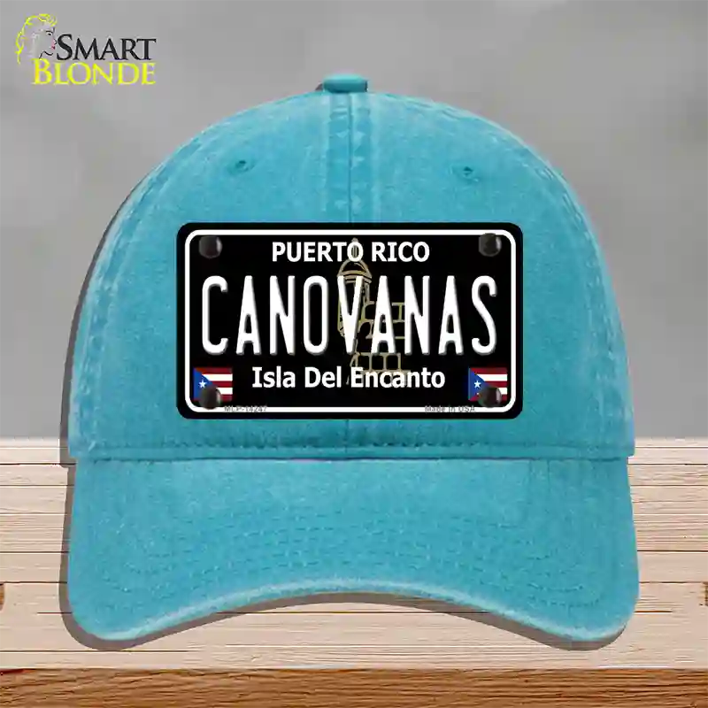 Canovanas Puerto Rico Black Novelty License Plate Hat Unconstructed Cotton / Lake Blue