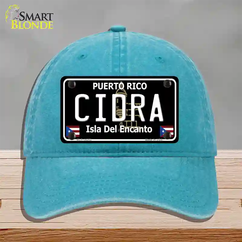 Cidra Puerto Rico Black Novelty License Plate Hat Unconstructed Cotton / Lake Blue