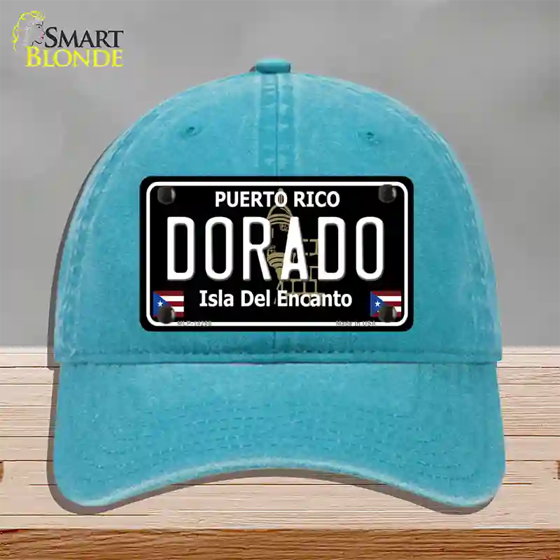 Dorado Puerto Rico Black Novelty License Plate Hat Unconstructed Cotton / Lake Blue