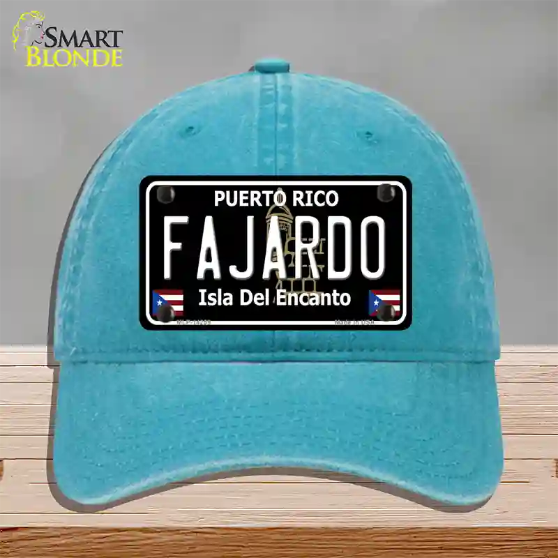 Fajardo Puerto Rico Black Novelty License Plate Hat Unconstructed Cotton / Lake Blue