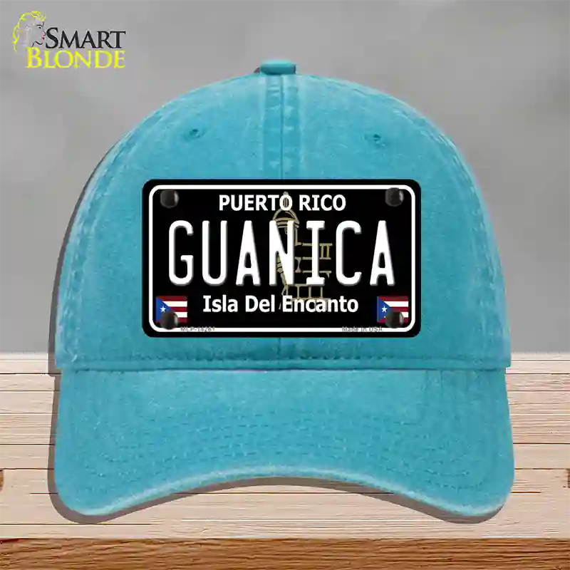 Guanica Puerto Rico Black Novelty License Plate Hat Unconstructed Cotton / Lake Blue