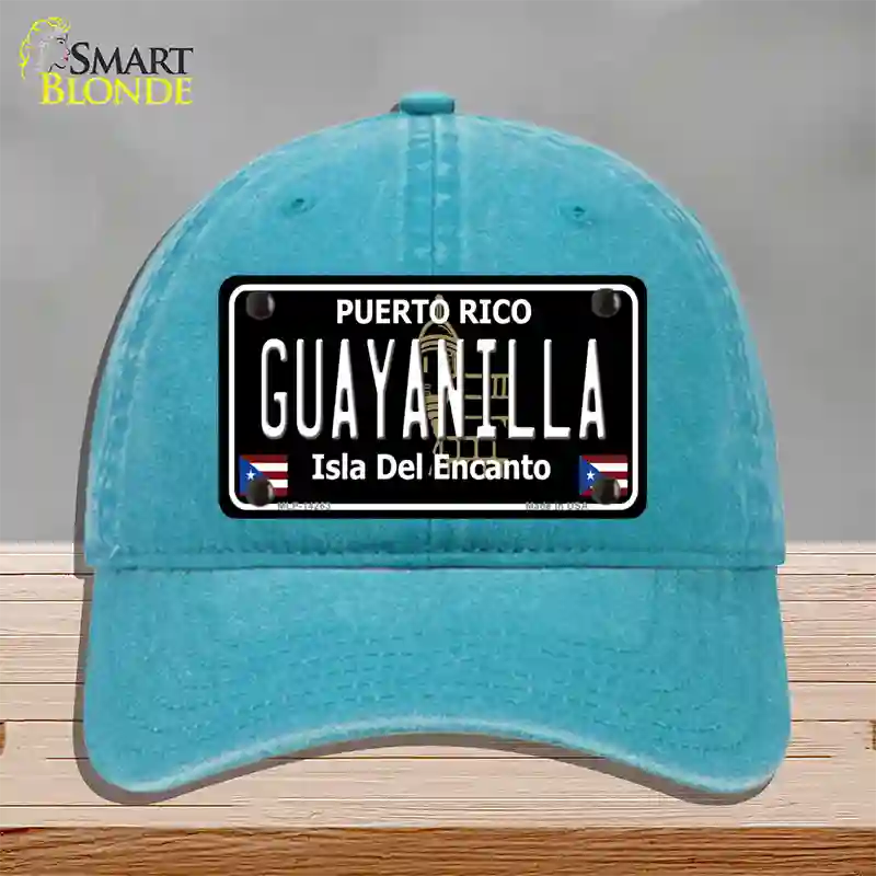 Guayanilla Puerto Rico Black Novelty License Plate Hat Unconstructed Cotton / Lake Blue