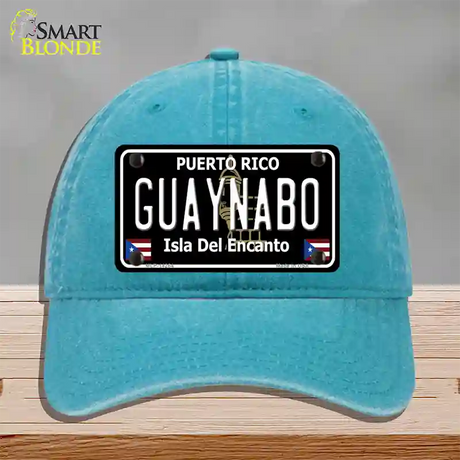 Guaynabo Puerto Rico Black Novelty License Plate Hat Unconstructed Cotton / Lake Blue