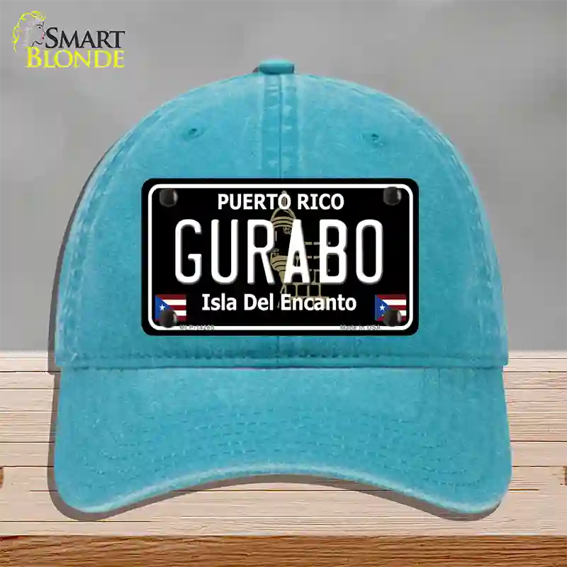 Gurabo Puerto Rico Black Novelty License Plate Hat Unconstructed Cotton / Lake Blue