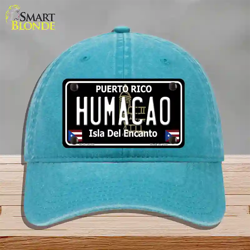 Humacao Puerto Rico Black Novelty License Plate Hat Unconstructed Cotton / Lake Blue