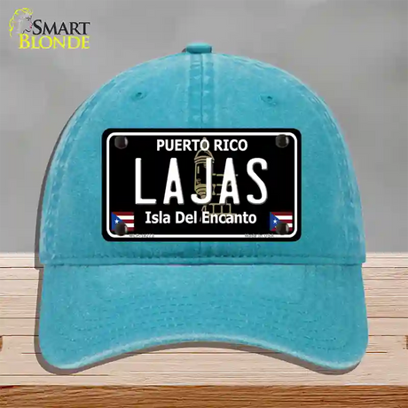 Lajas Puerto Rico Black Novelty License Plate Hat Unconstructed Cotton / Lake Blue