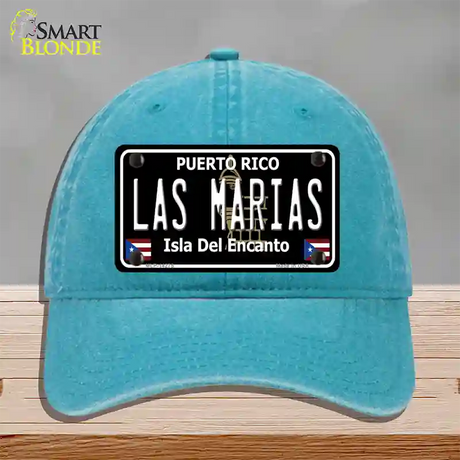 Las Marias Puerto Rico Black Novelty License Plate Hat Unconstructed Cotton / Lake Blue