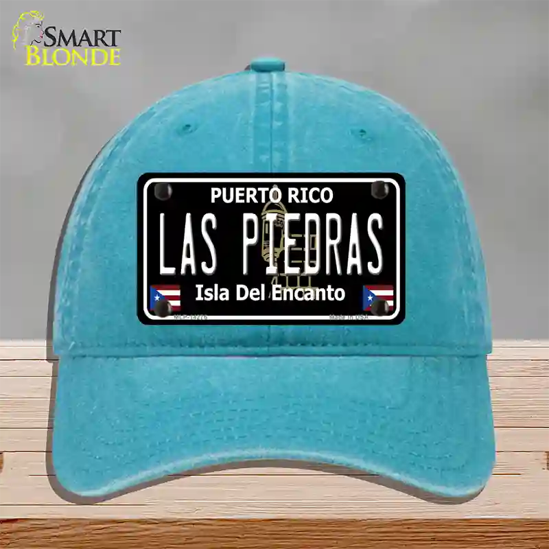 Las Piedras Puerto Rico Black Novelty License Plate Hat Unconstructed Cotton / Lake Blue