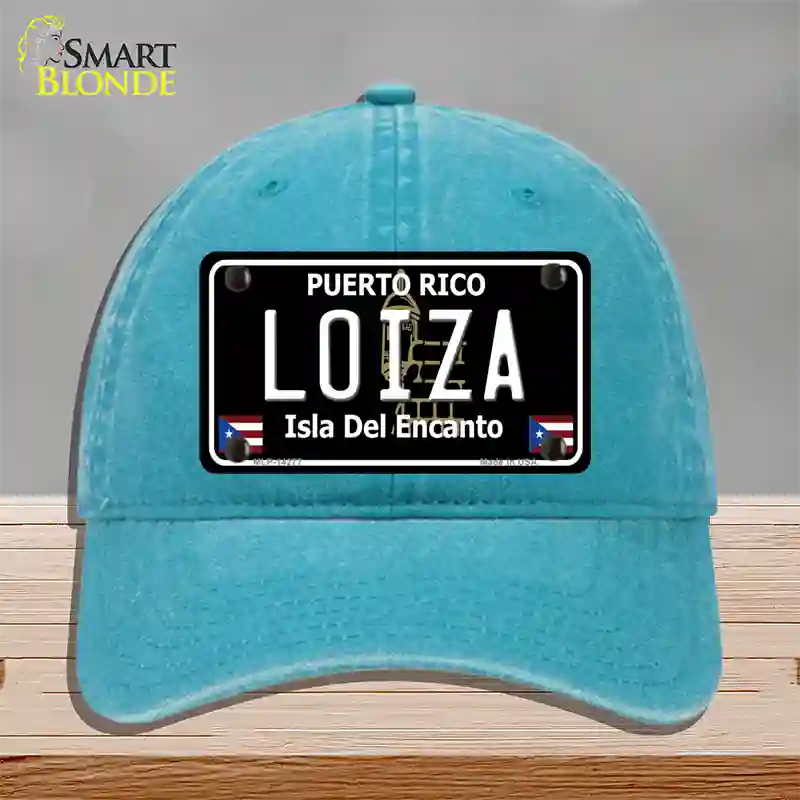 Loiza Puerto Rico Black Novelty License Plate Hat Unconstructed Cotton / Lake Blue