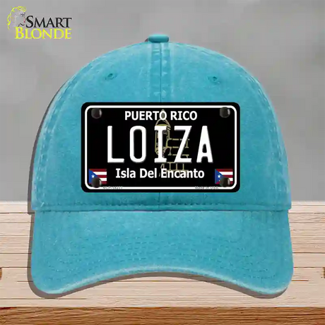 Loiza Puerto Rico Black Novelty License Plate Hat Unconstructed Cotton / Lake Blue