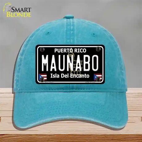 Maunabo Puerto Rico Black Novelty License Plate Hat Unconstructed Cotton / Lake Blue