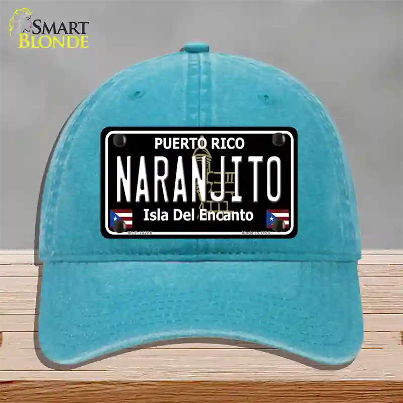 Naranjito Puerto Rico Black Novelty License Plate Hat Unconstructed Cotton / Lake Blue