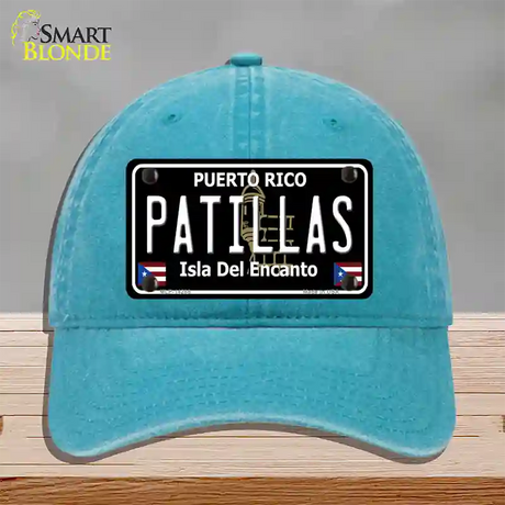 Patillas Puerto Rico Black Novelty License Plate Hat Unconstructed Cotton / Lake Blue