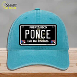 Ponce Puerto Rico Black Novelty License Plate Hat Unconstructed Cotton / Lake Blue