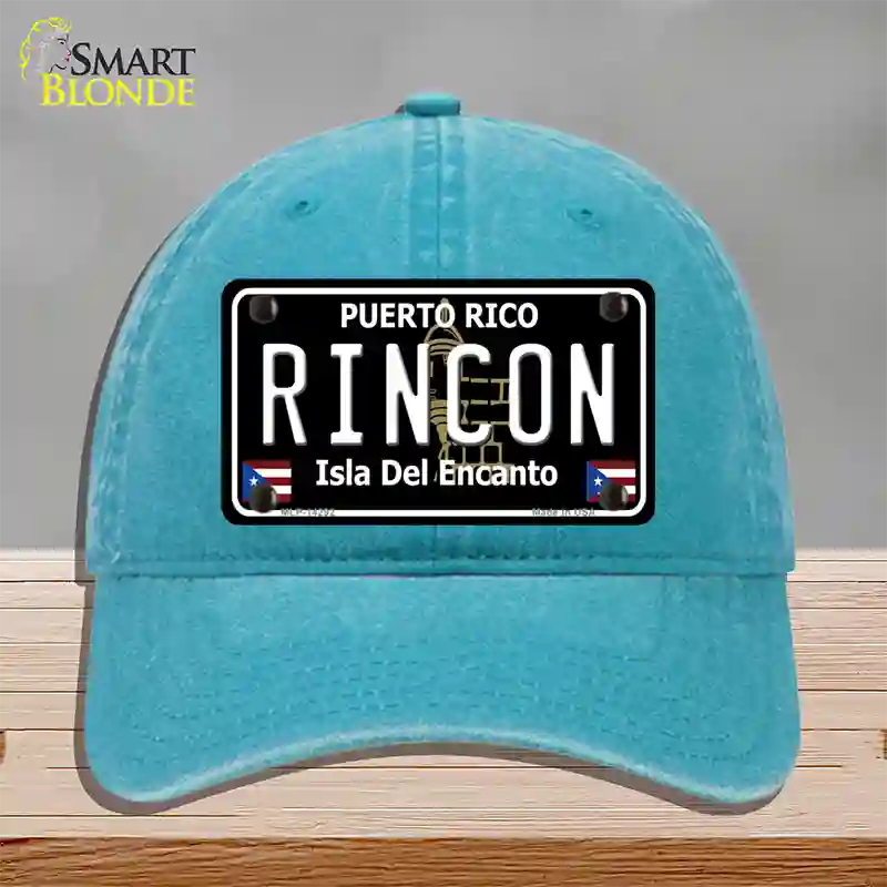 Rincon Puerto Rico Black Novelty License Plate Hat Unconstructed Cotton / Lake Blue