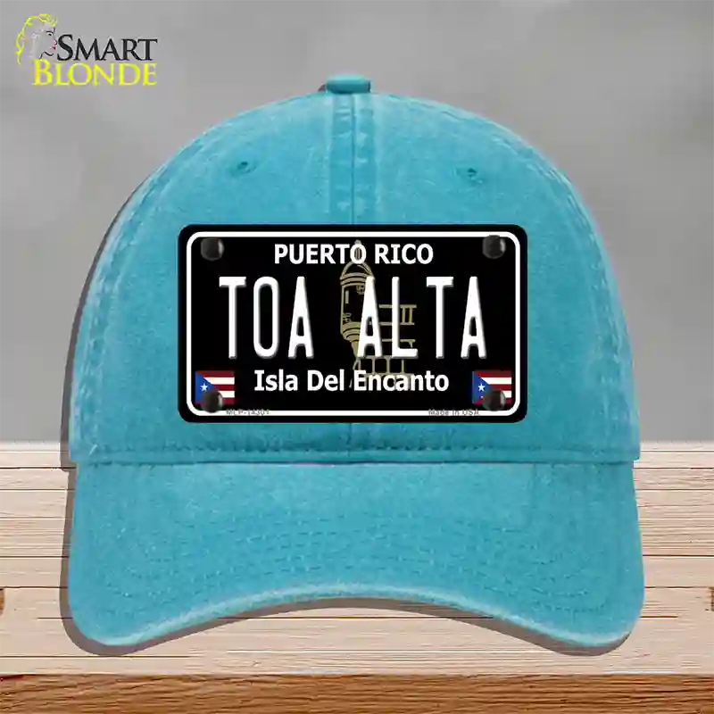 Toa Alta Puerto Rico Black Novelty License Plate Hat Unconstructed Cotton / Lake Blue