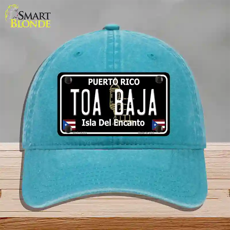 Toa Baja Puerto Rico Black Novelty License Plate Hat Unconstructed Cotton / Lake Blue