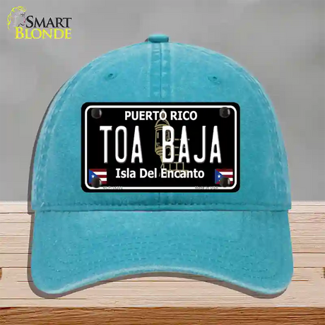 Toa Baja Puerto Rico Black Novelty License Plate Hat Unconstructed Cotton / Lake Blue