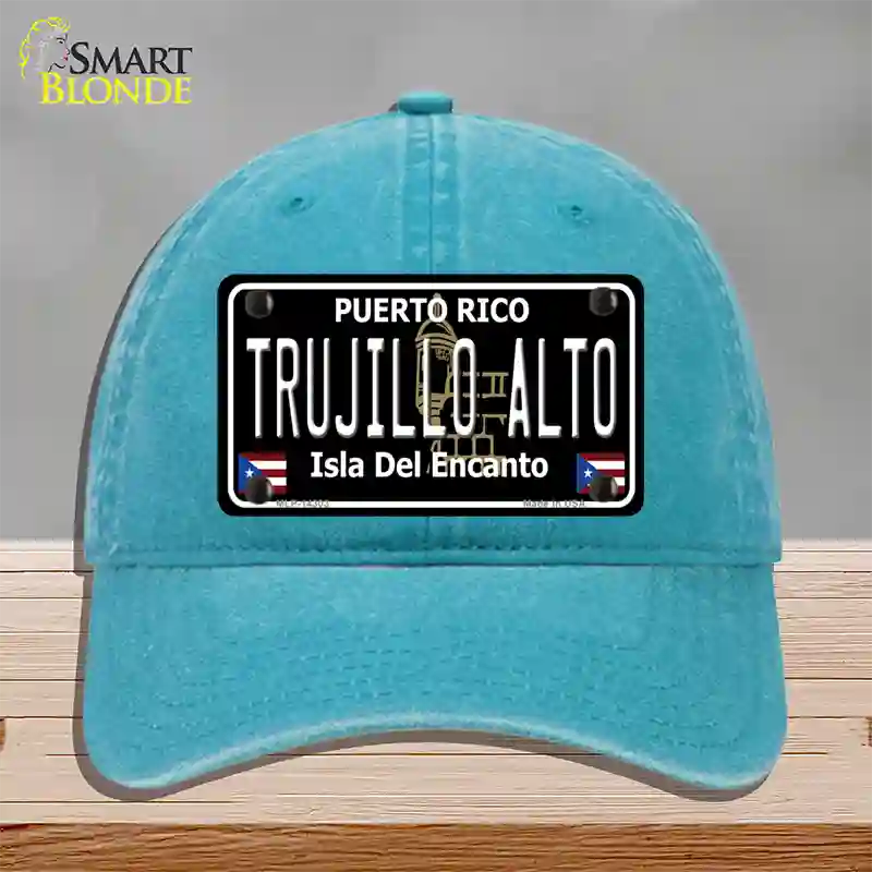 Trujillo Alto Puerto Rico Black Novelty License Plate Hat Unconstructed Cotton / Lake Blue