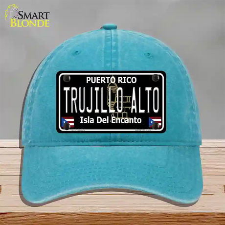 Trujillo Alto Puerto Rico Black Novelty License Plate Hat Unconstructed Cotton / Lake Blue