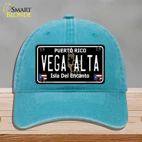 Vega Alta Puerto Rico Black Novelty License Plate Hat Unconstructed Cotton / Lake Blue